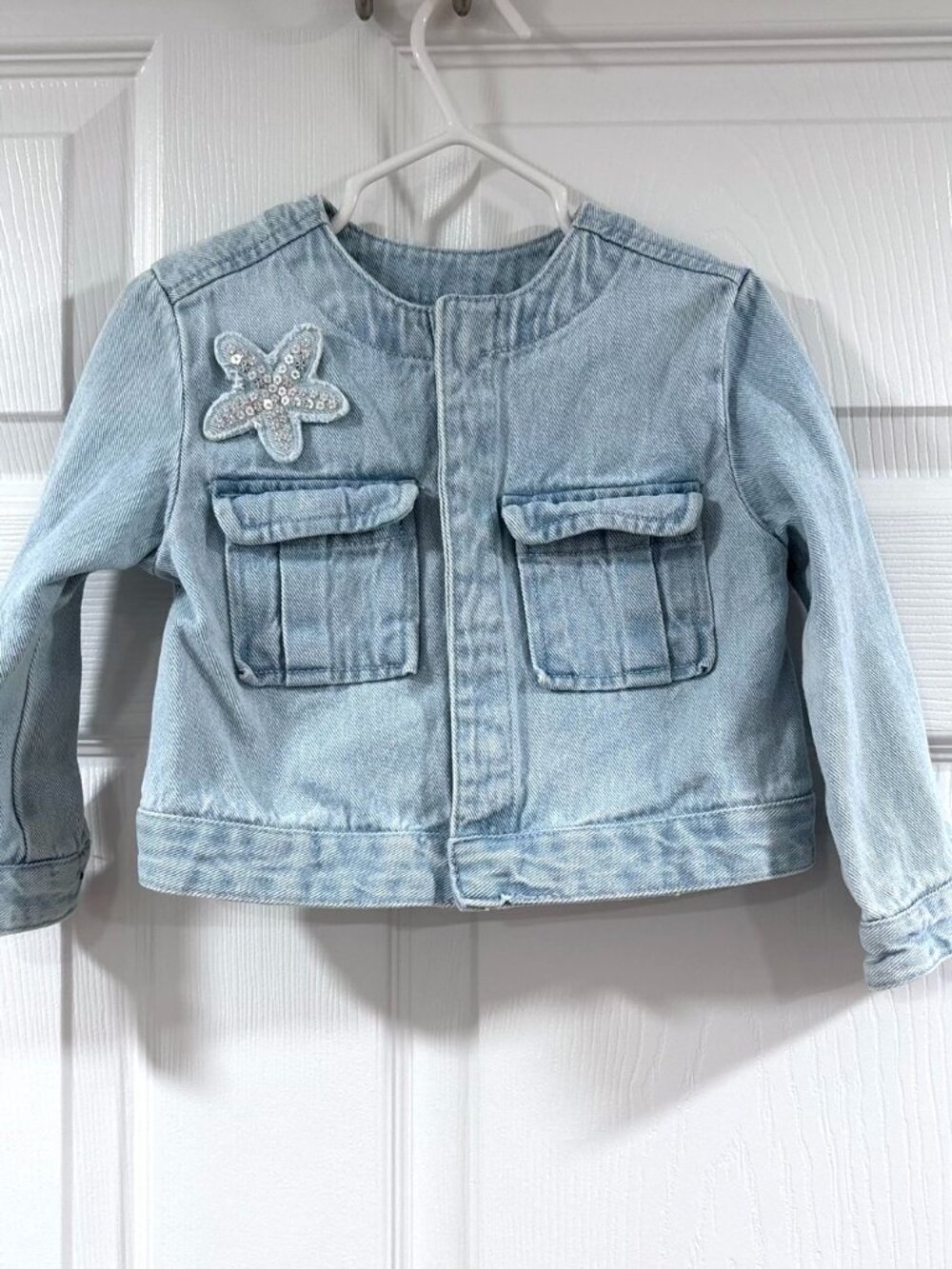ZARA Babygirl Outerwear Collection Sequin Star Denim Jacket - Size 18-24M